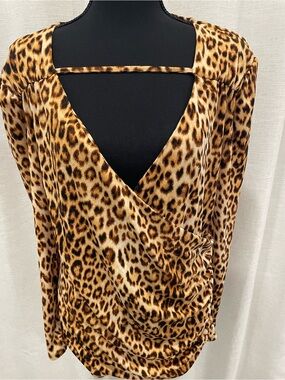 Leopard Print Surplice Top - Brown & Black Animal Print, Leopard Print